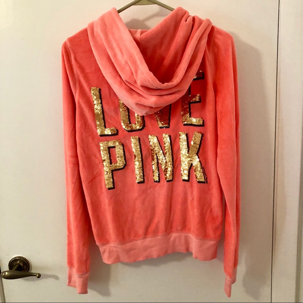 PINK Coral Sequin Hoodie